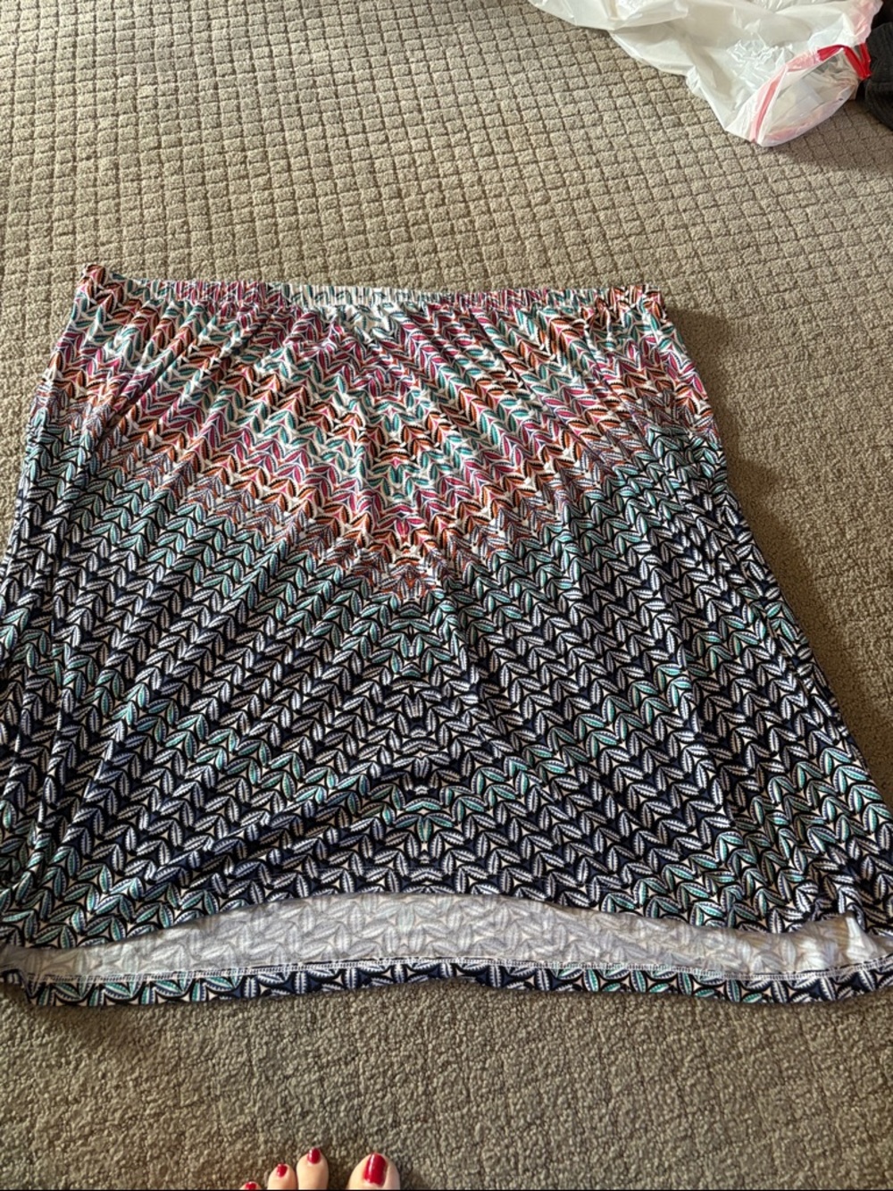 CJ Banks Multicolor Chevron A-Line Skirt in Black, White, Teal, Coral